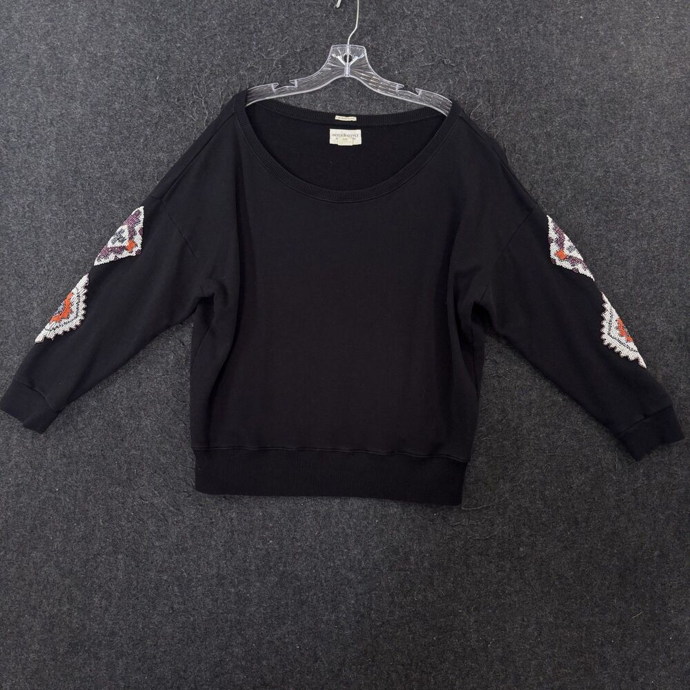 Denim & Supply Ralph Lauren Sweatshirt Womens XL Black Aztec Beaded RL Boyfriend